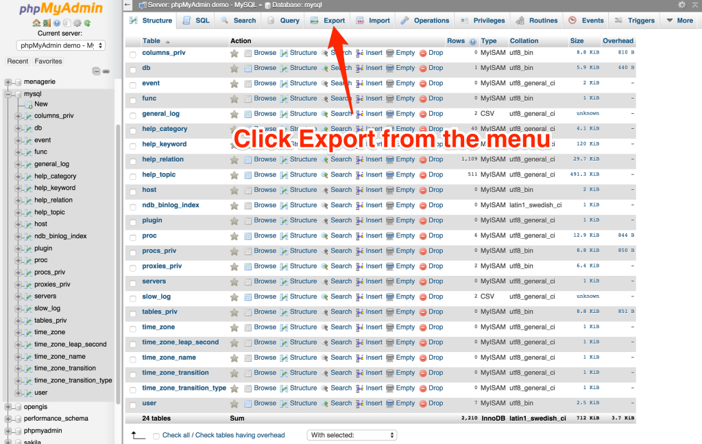 Step 2 - Click Export