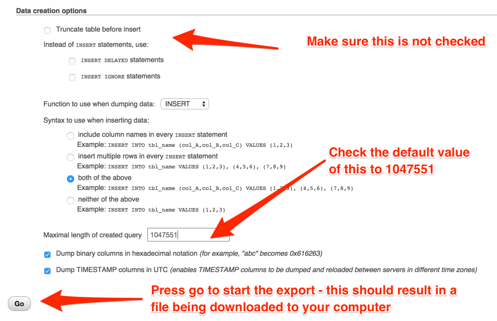 Step 7 - Data creation options